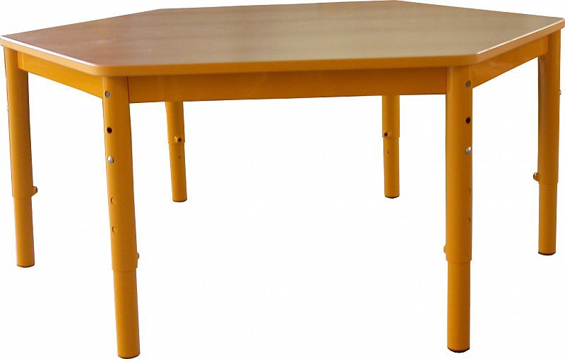 Stůl s kovovou stavitelnou podnoží šestiúhelník ⌀ 120 cm
