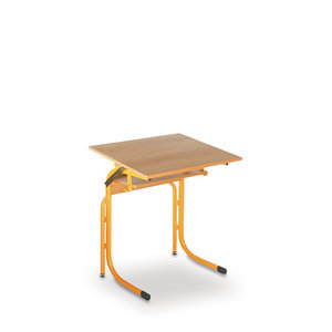 Školní lavice naklápěcí š.67cm, pevné zahnuté podnoží